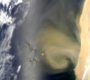 Sahara Sandsturms über den Kapverdischen Inseln