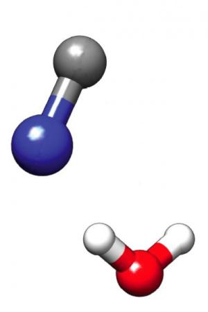 The dance of cyanide ions and water